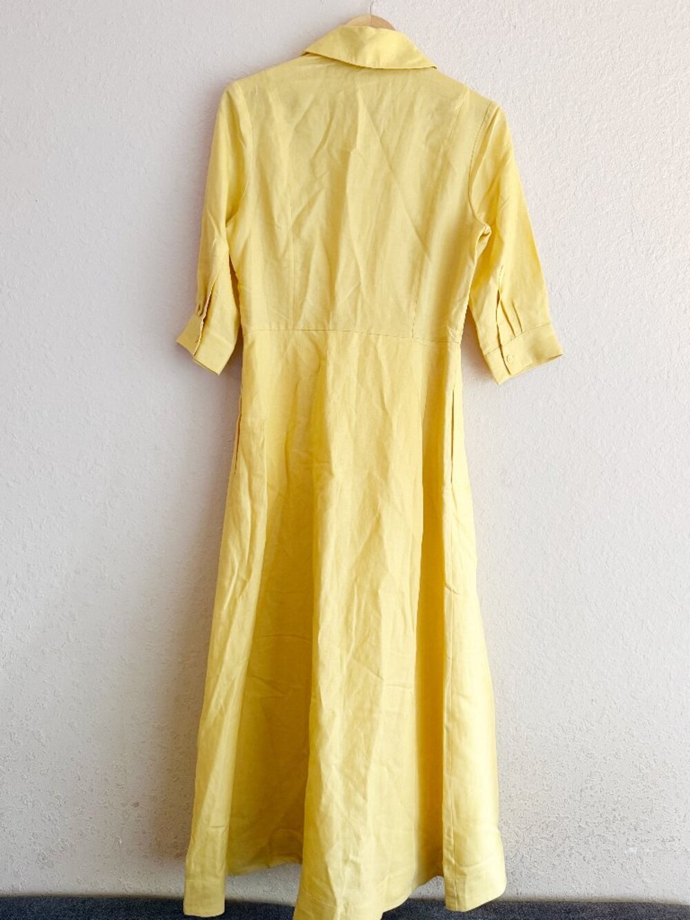 Favorite Daughter The Becky Dress Golden Yellow Linen Blend Midi Dress Size M - Picture 7 of 8